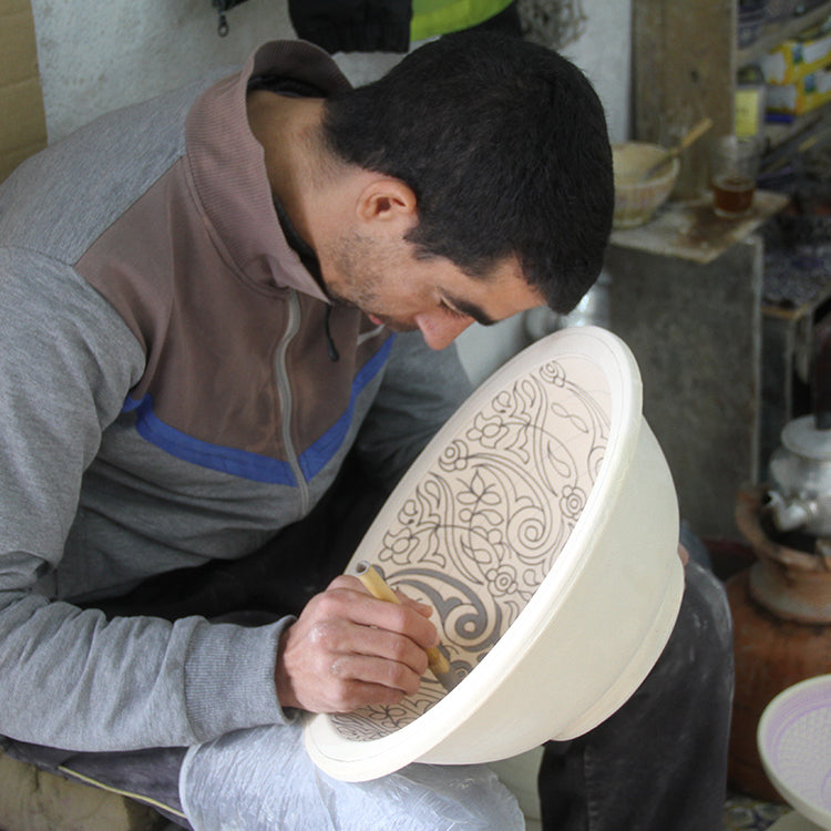 Oosterse handbeschilderde keramische wastafel Fes1