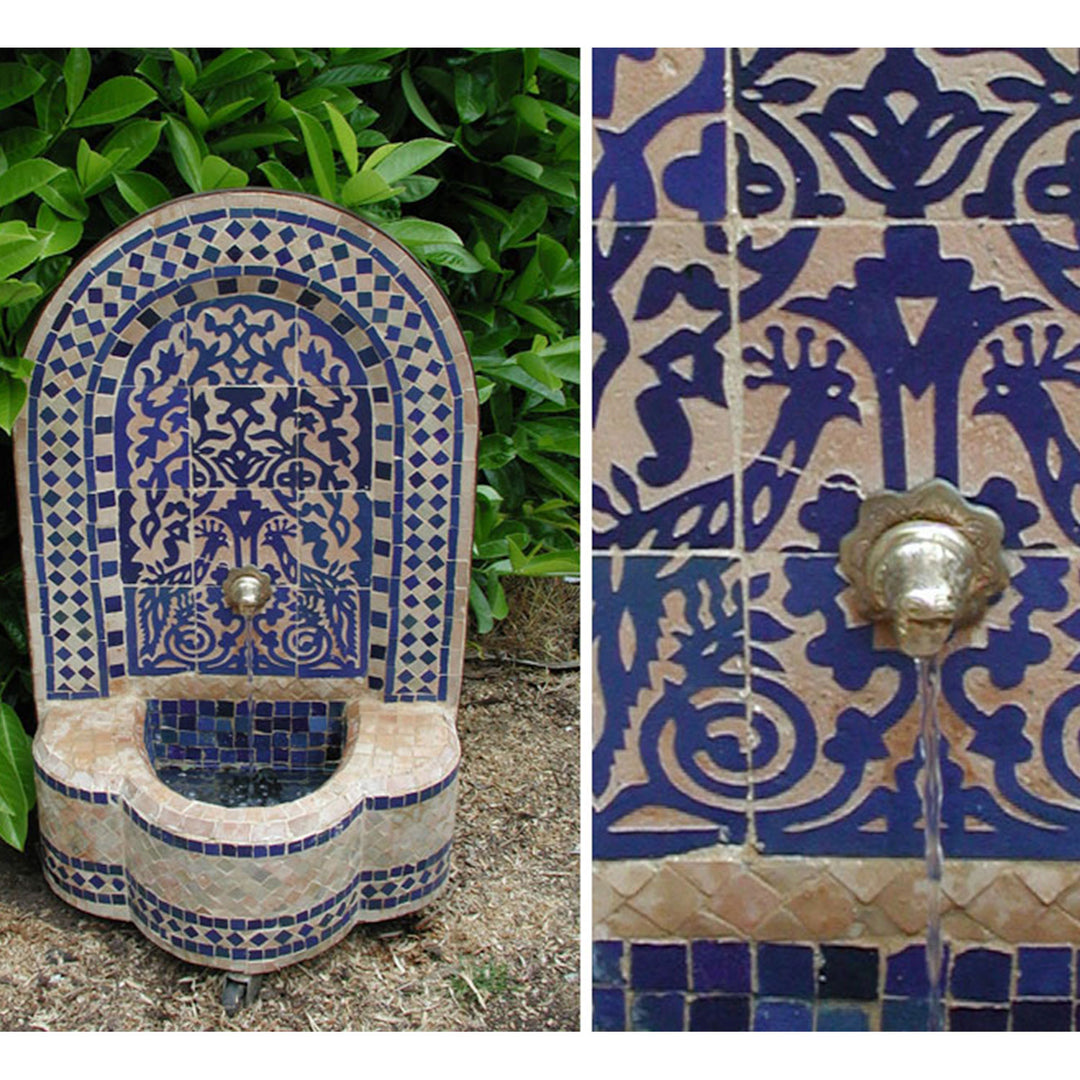 Marokko-Mosaikbrunnen Asfor Blau