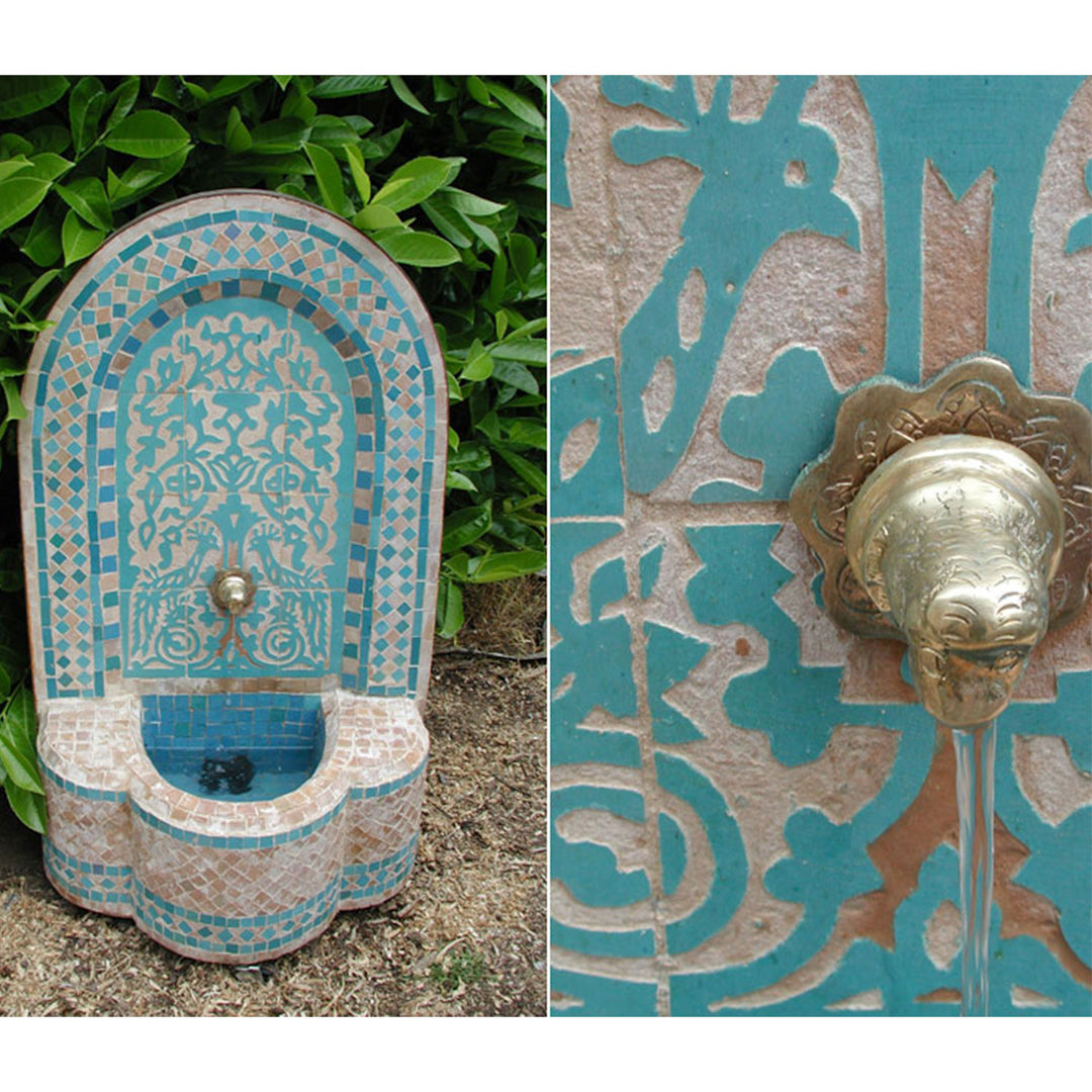Marokko-Mosaikbrunnen Asfor Hell-Blau