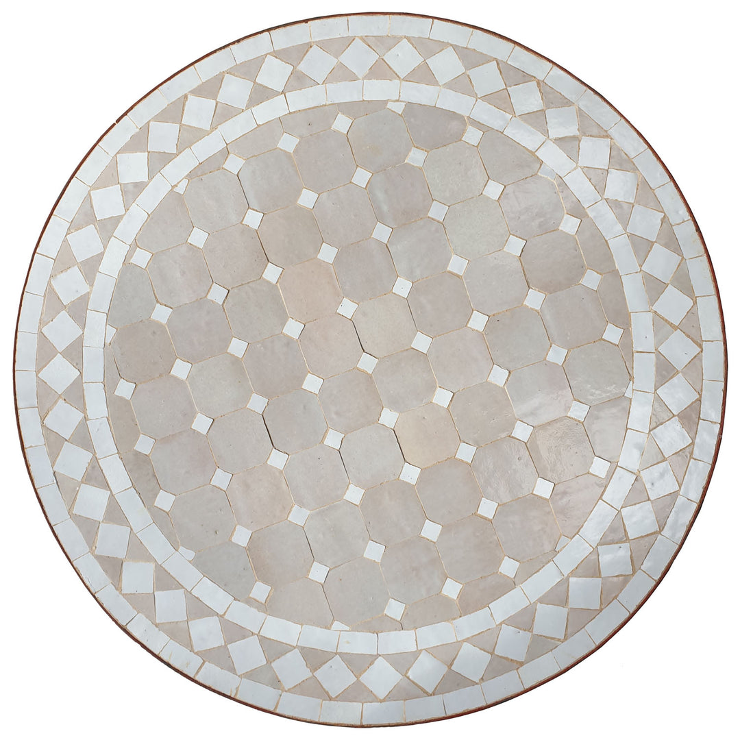 Mosaic table D60 white/diamond glazed
