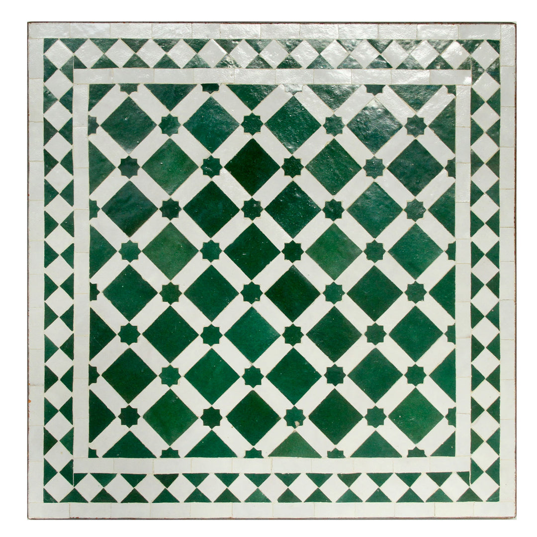 Mosaiktisch 60x60 Grün Weiß Glasiert