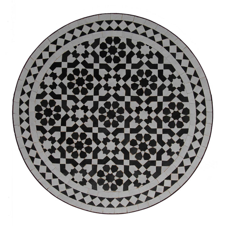 Mosaic Bistro Table 70 Round Black White Glazed