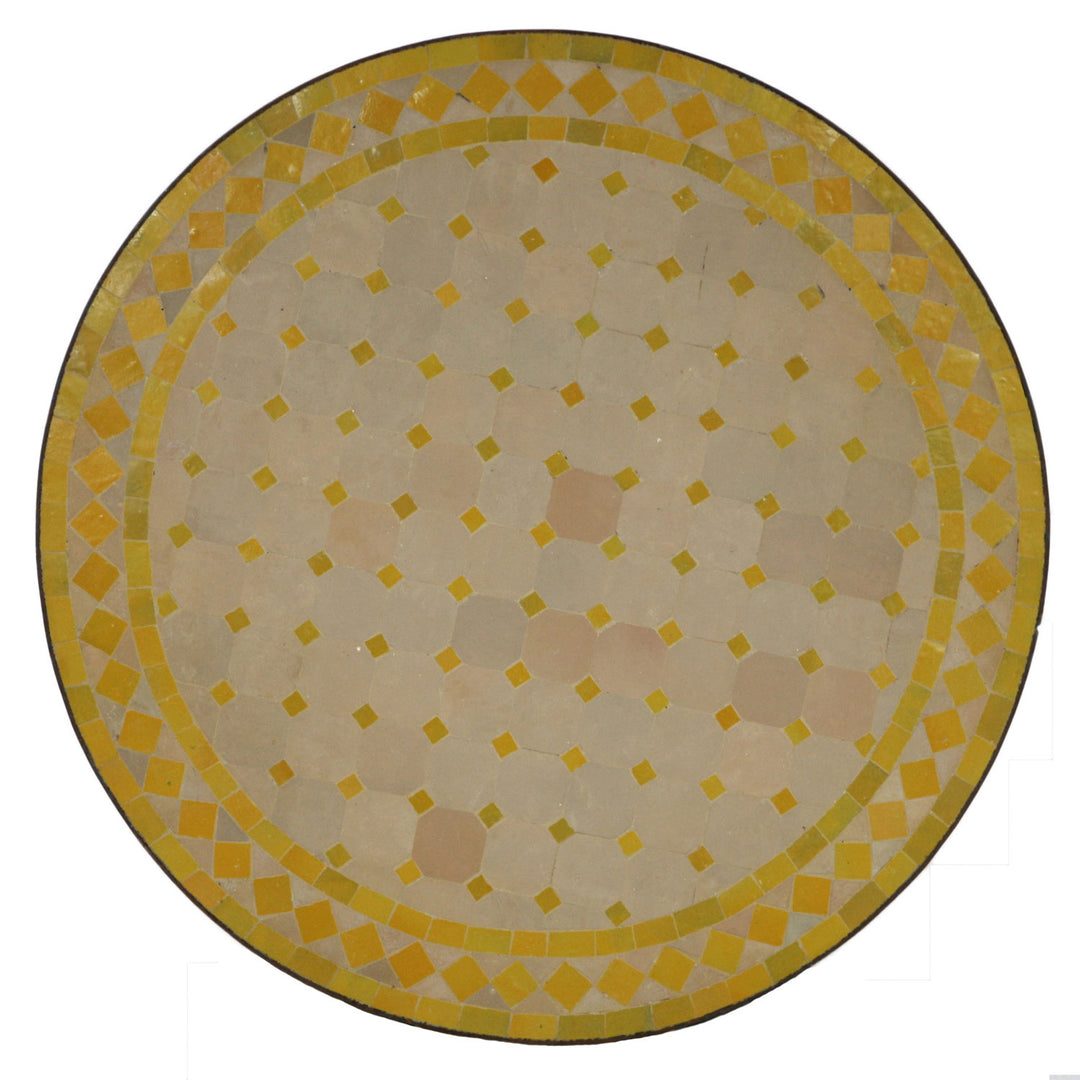 Mozaïek bistrotafel 70 cm geel/ruit