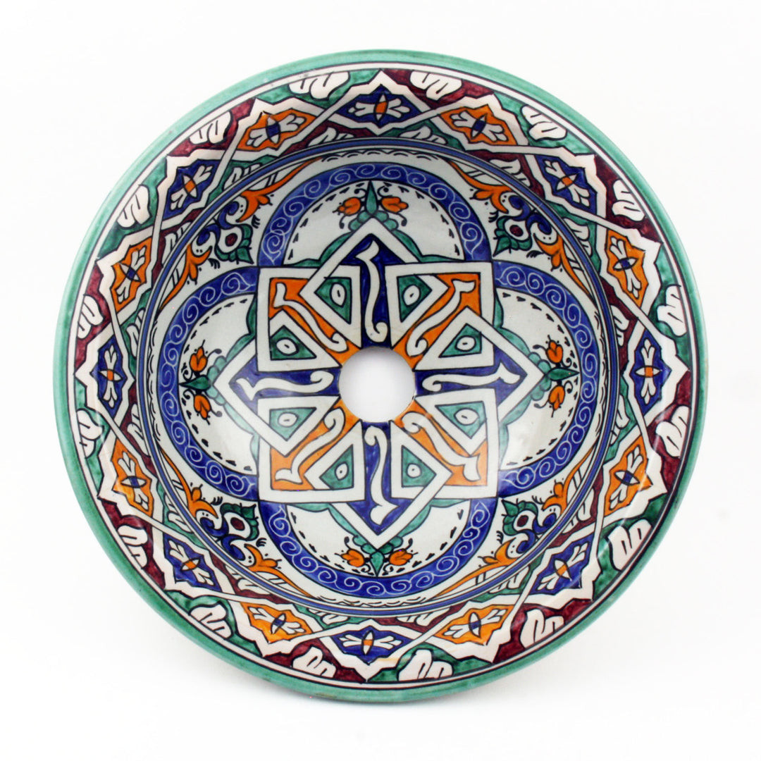 Oosterse handbeschilderde keramische wastafel Fes50