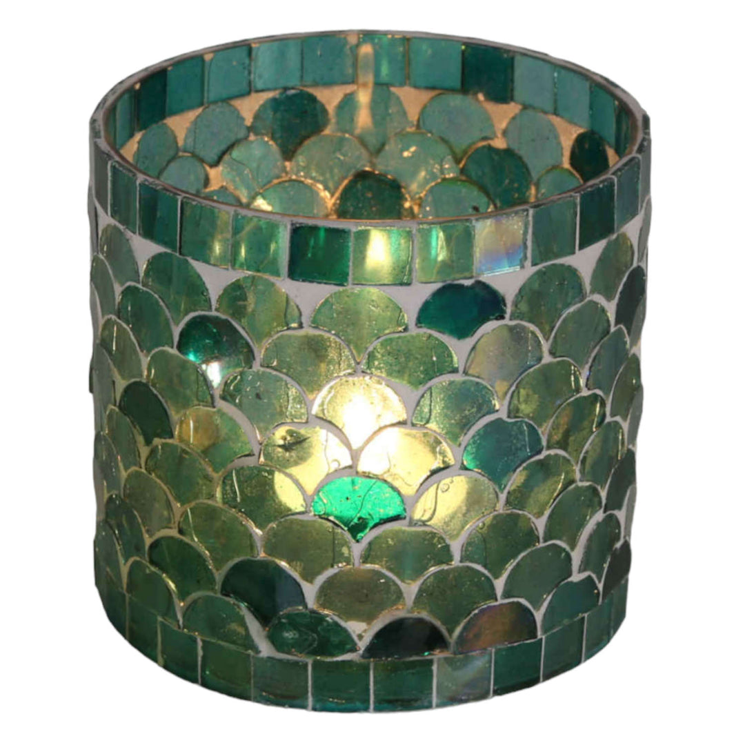 Orientalisches Mosaik Windlicht Athen Grün