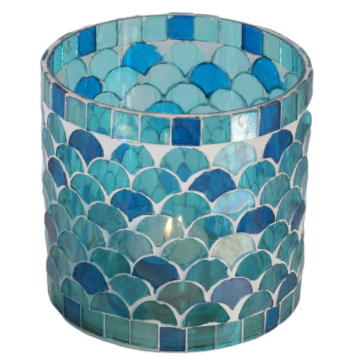 Marokkanisches Mosaik Windlicht Rayan Hellblau
