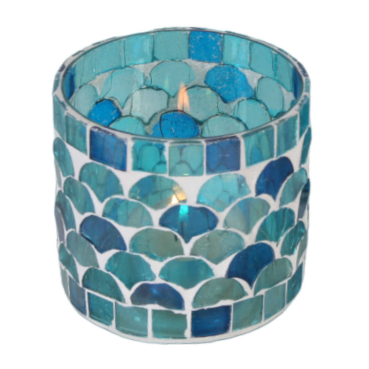 Orientalisches Mosaik Windlicht Athen Hellblau