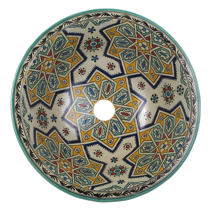 Oosterse handbeschilderde keramische wastafel Fes64