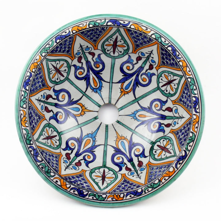 Oosterse handbeschilderde keramische wastafel Fes31
