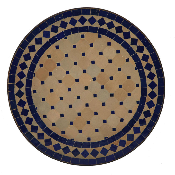Mosaik-Beistelltisch Ø45 cm Blau-Raute