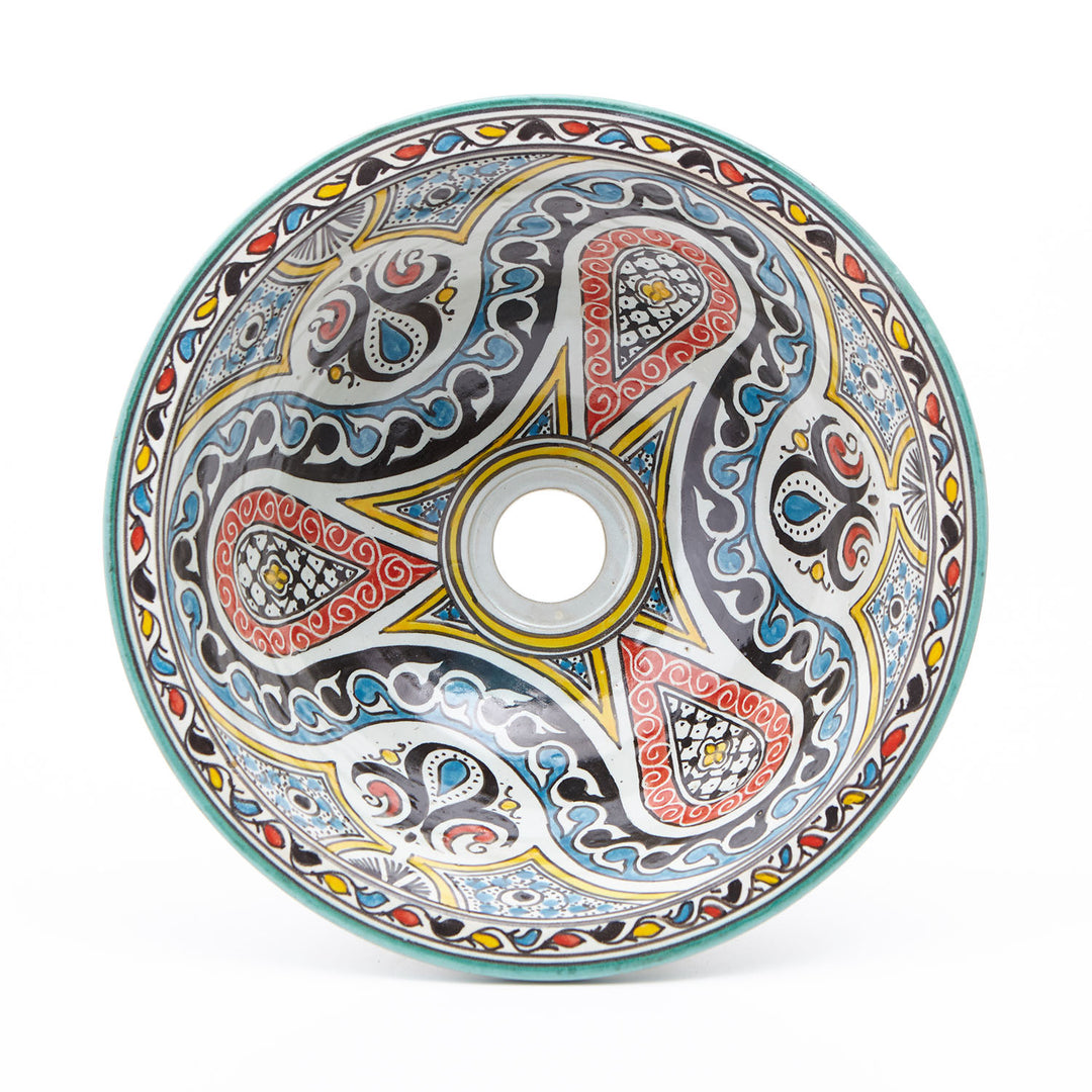 Oosterse handbeschilderde keramische wastafel Fes79
