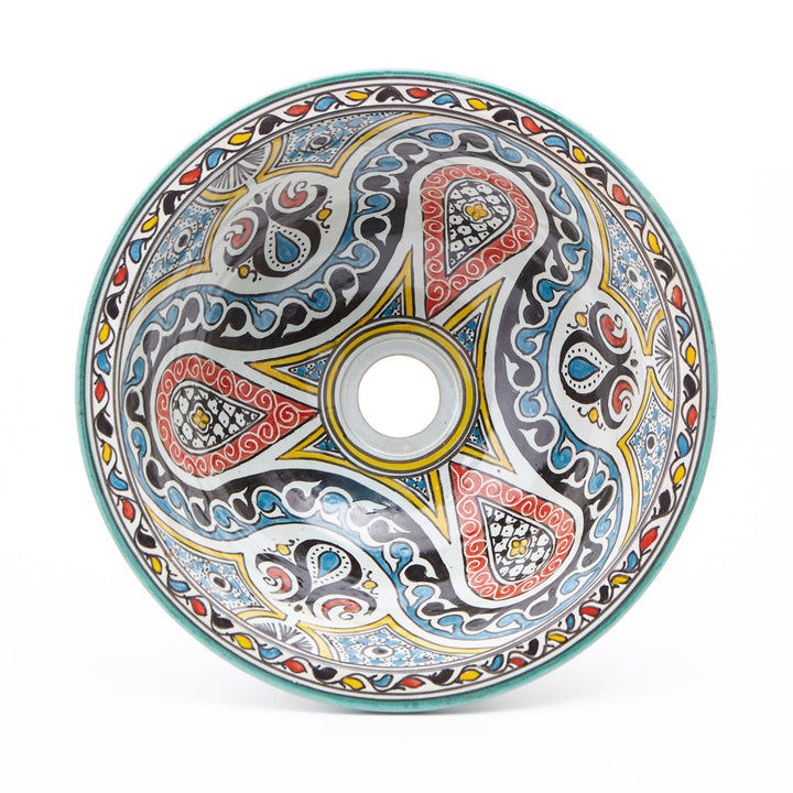 Oosterse handbeschilderde keramische wastafel Fes79