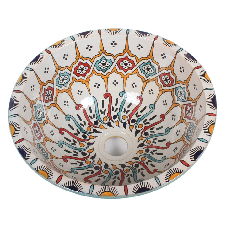 Oosterse handgeschilderde keramische wastafel Fes101